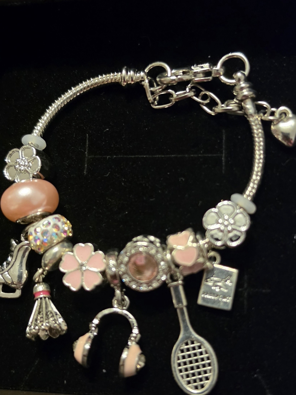 Pink Floral Charm Bracelet Women Jewelry